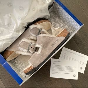 Birkenstock Gray Shearling Arizona Sandals
